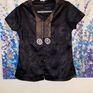 Elegant Black and Brown Women's Blouse